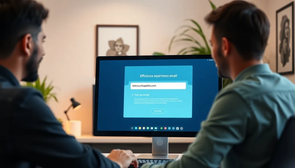 Utilizing a temporary email service in a cozy digital workspace to enhance privacy.